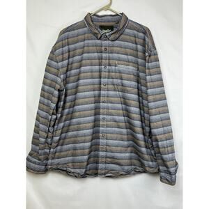 Howler Bros. Men's Size 2XL Cream/Blue/Tan Striped Long Sleeve Button Up Shirt